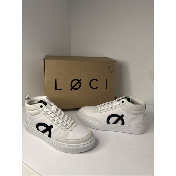Loci Shoes - Loci Women's White Ten Logo High-Top Lace-Up Sneaker Shoes EU Size 37 US Sz 6.5